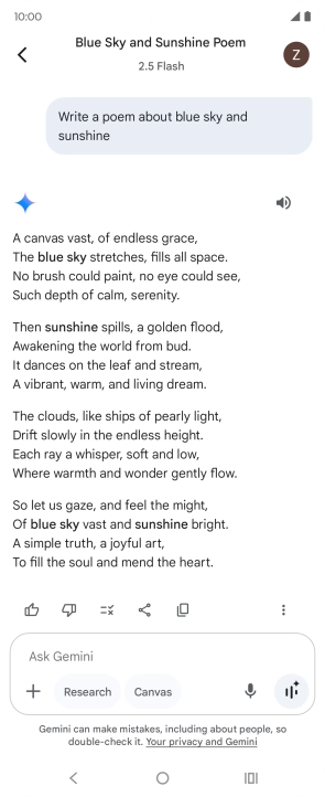 You can ask Gemini to generate a text based on your description.