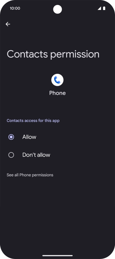 Press the required setting.