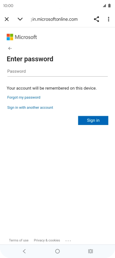 Press Password and key in the password for your email account.