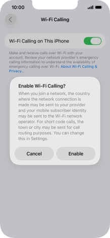 If you turn on the function, press Enable.