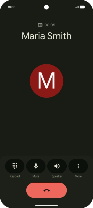 Press the end call icon.