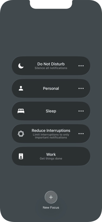 Press the required focus mode to activate or deactivate it immediately.
