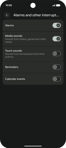 Press the required settings to turn sound and vibration for the selected functions on or off.