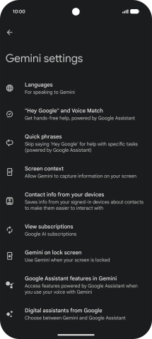 Follow the instructions on the screen to select the required settings.