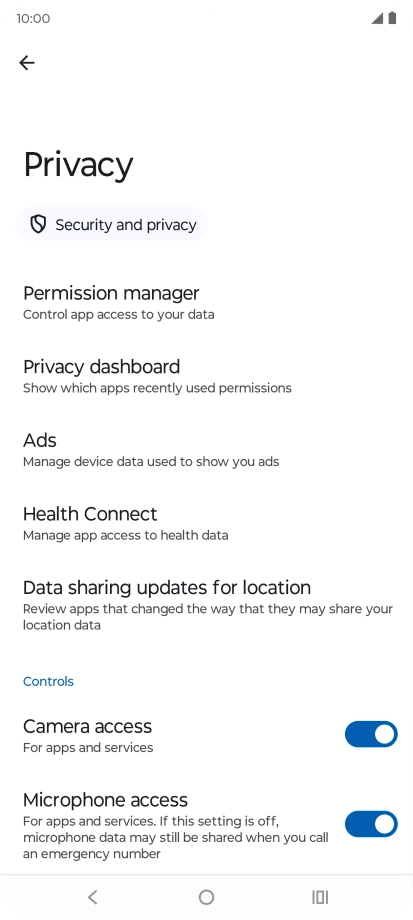 Press Permission manager.