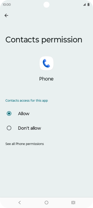 Press the required setting.
