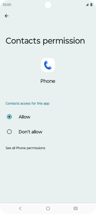 Press the required setting.