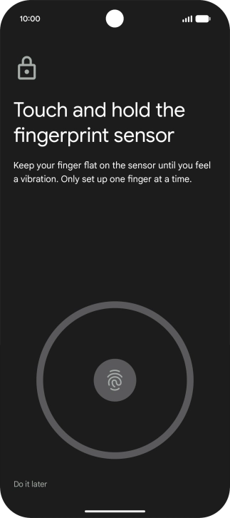 Follow the instructions on the screen to create the phone lock code using your fingerprint.