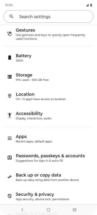 Press Passwords, passkeys & accounts.