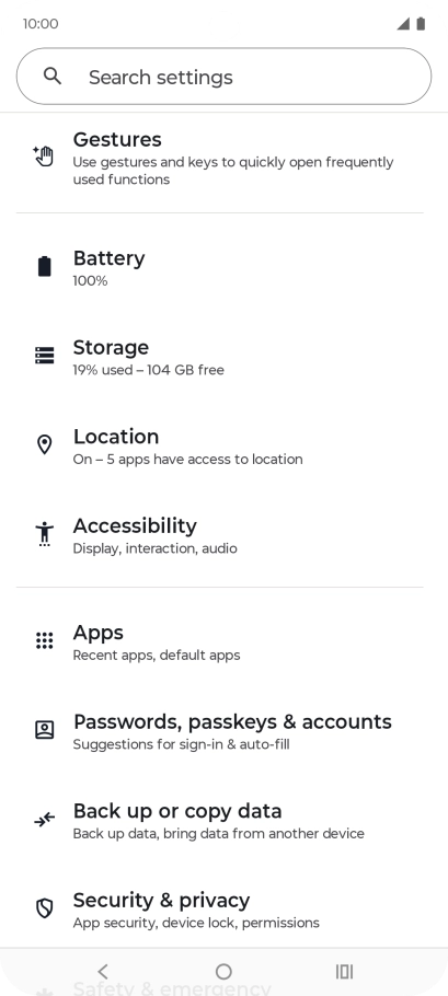 Press Passwords, passkeys & accounts.