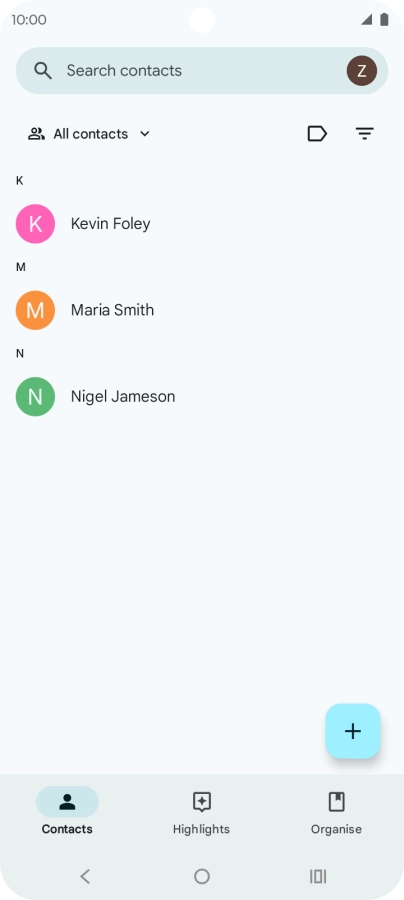 Press the new contact icon.