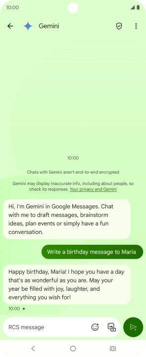 The text suggestion from Gemini is displayed.