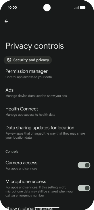 Press Permission manager.