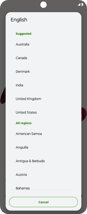 Press the required country or area.
