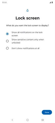 Press the required setting.