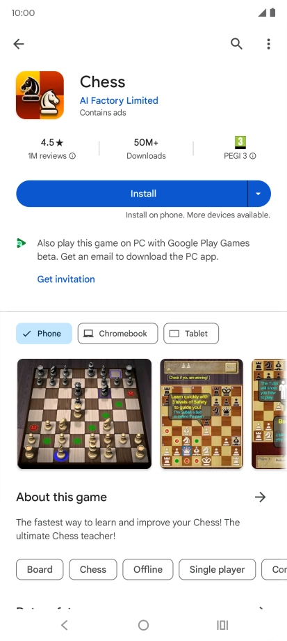 Press Install and follow the instructions on the screen to install the app.
