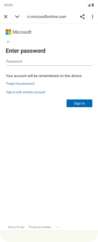 Press Password and key in the password for your email account.