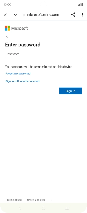 Press Password and key in the password for your email account.