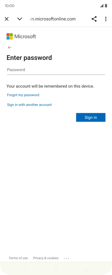 Press Password and key in the password for your email account.