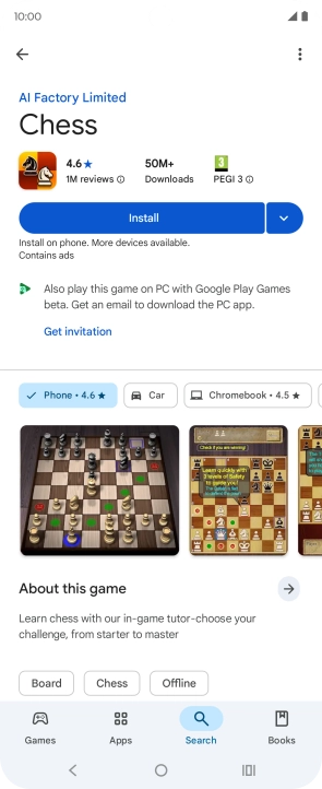 Press Install and follow the instructions on the screen to install the app.