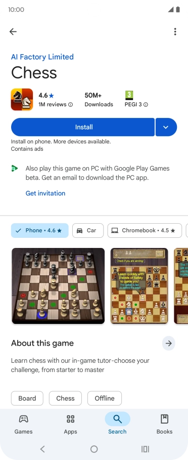 Press Install and follow the instructions on the screen to install the app.