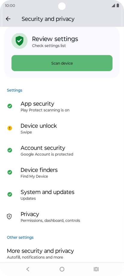 Press More security and privacy.