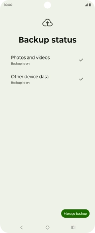 Press Manage backup.