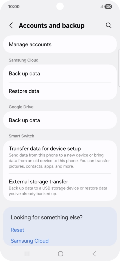 Press Manage accounts.