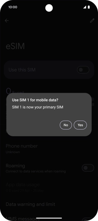 Press the required setting.