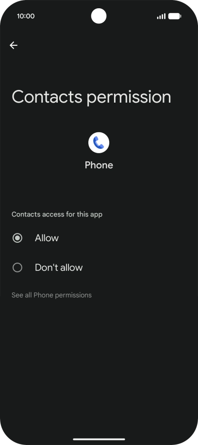 Press the required setting.