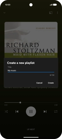 Key in a name for the playlist and press Create.