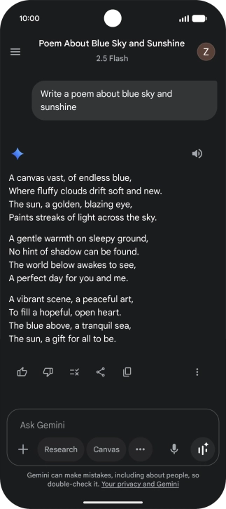 You can ask Gemini to generate a text based on your description.