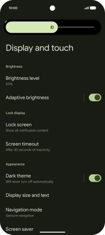 Drag the indicator right or left to set the brightness manually.