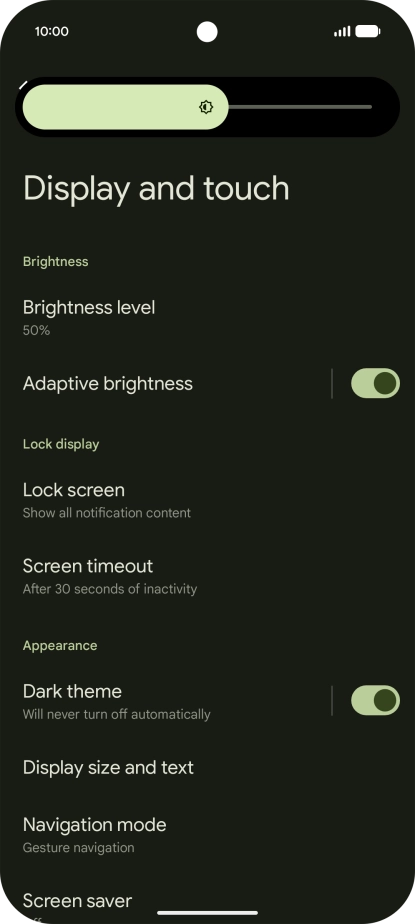 Drag the indicator right or left to set the brightness manually.