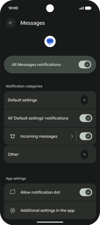 Press Incoming messages.