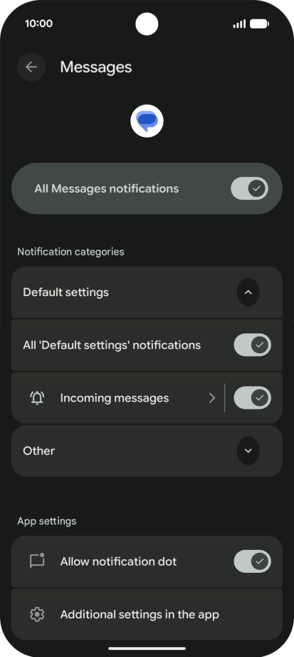Press Incoming messages.