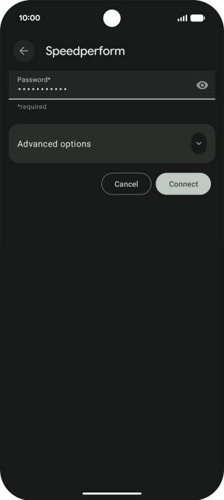 Key in the password for the Wi-Fi network and press Connect.