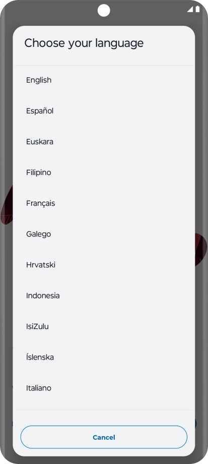 Press the required language.