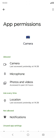 The app activity for the selected app is displayed.