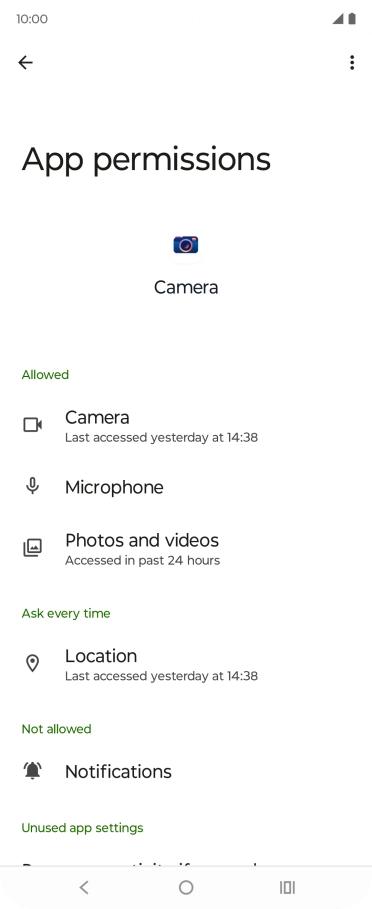 The app activity for the selected app is displayed.