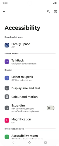 Press Talkback and follow the instructions on the screen to select the required settings.