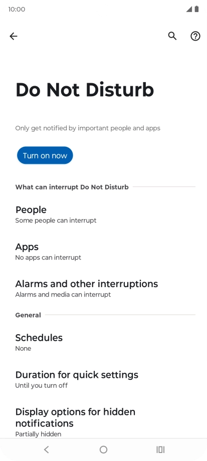 Press Turn on now to turn on the function.