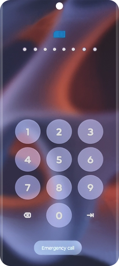 Key in the PUK and press the confirm icon.