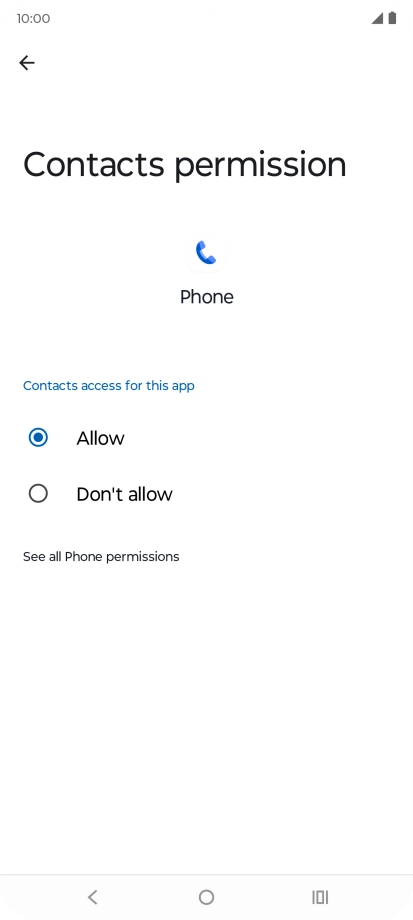 Press the required setting.