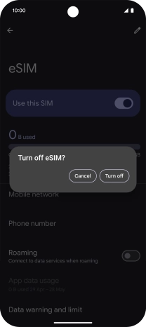 If you turn off use of the price plan, press Turn off.