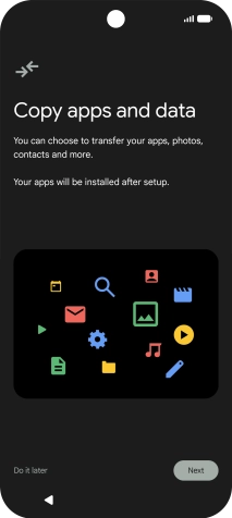 When this screen is displayed, your phone is ready to restore content from a Google One backup.