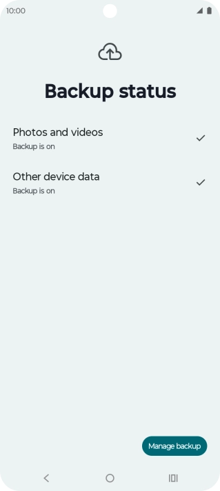 Press Manage backup.