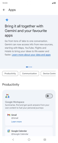 Press the indicator next to the required extension to turn on the function.