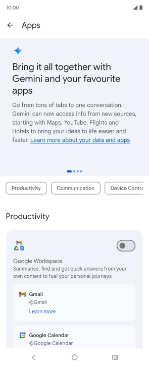 Press the indicator next to the required extension to turn on the function.