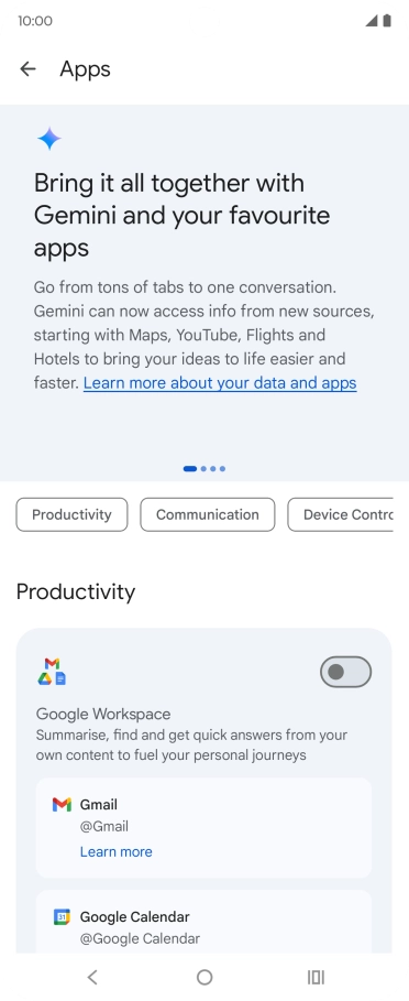 Press the indicator next to the required extension to turn on the function.